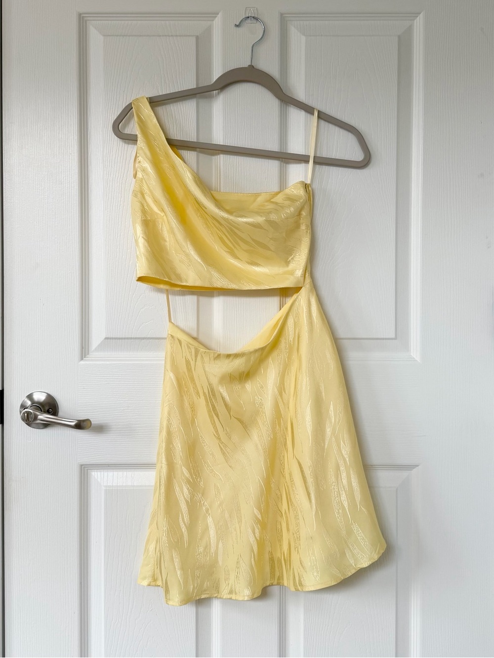 Runaway The Label Etta One-Shoulder Cutout Mini Slip Dress in Butter Yellow - Picture 3 of 8